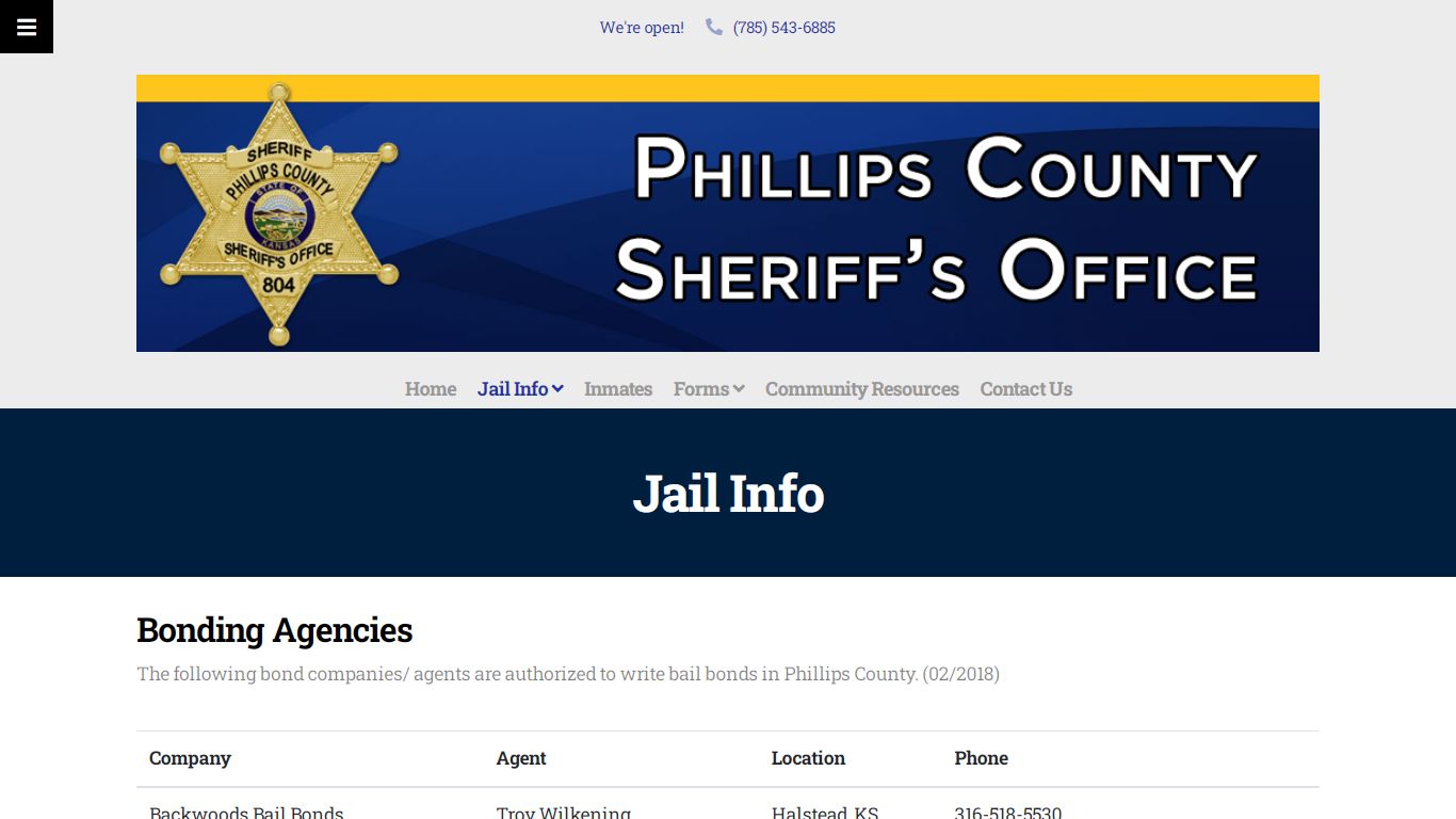 Jail Info, Phillipsburg, KS | Phillips County Sheriff’s Office