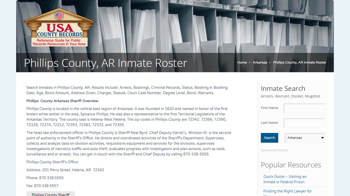 Phillips County, AR Inmate Roster | Name Search